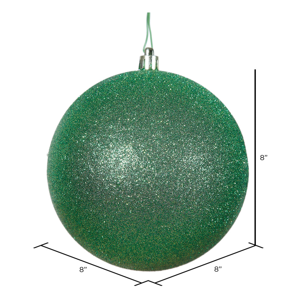 8" Shatterproof Ball Ornament - Green - Glitter — view 2