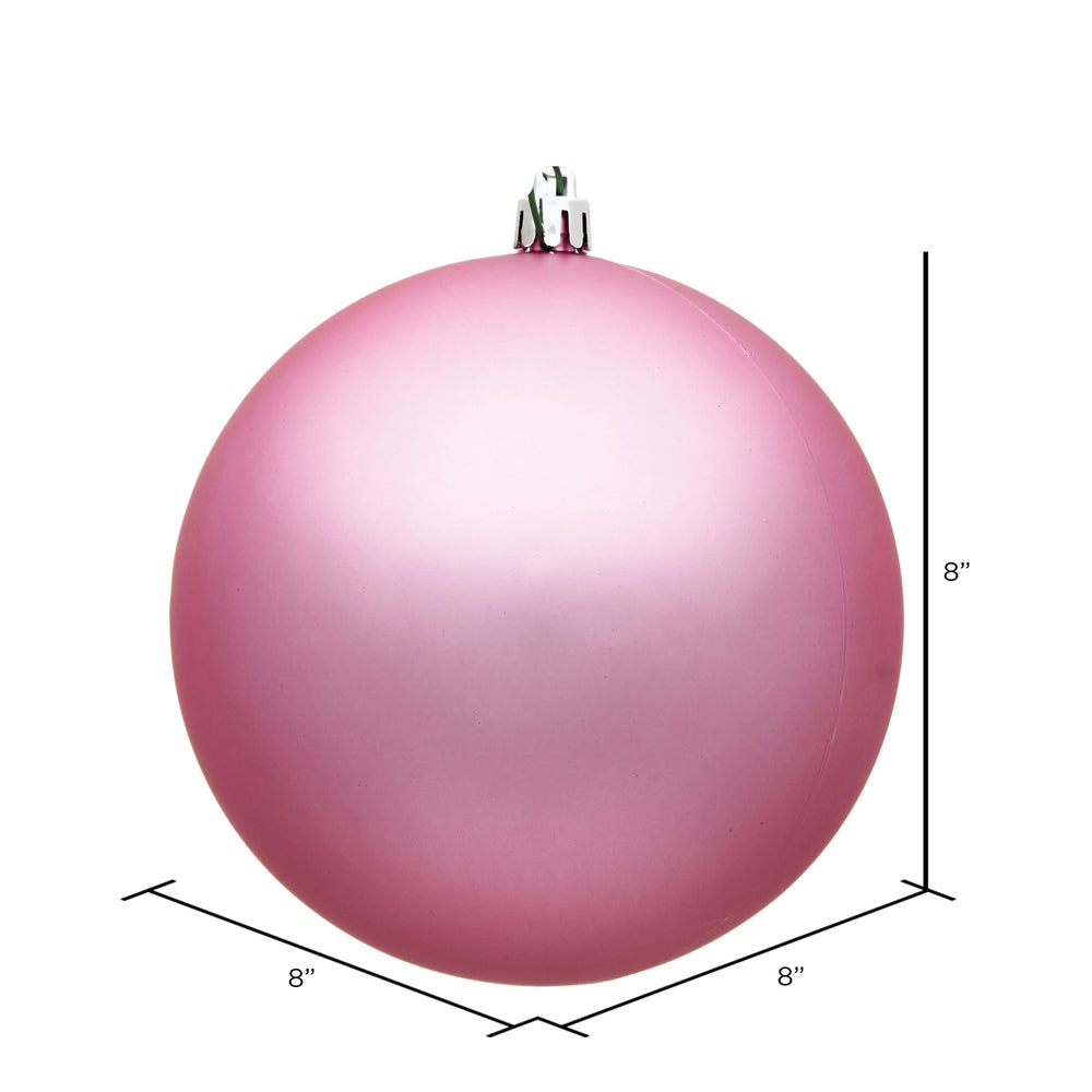 8" Shatterproof Ball Ornament - Pink - Matte - UV Treated — view 2