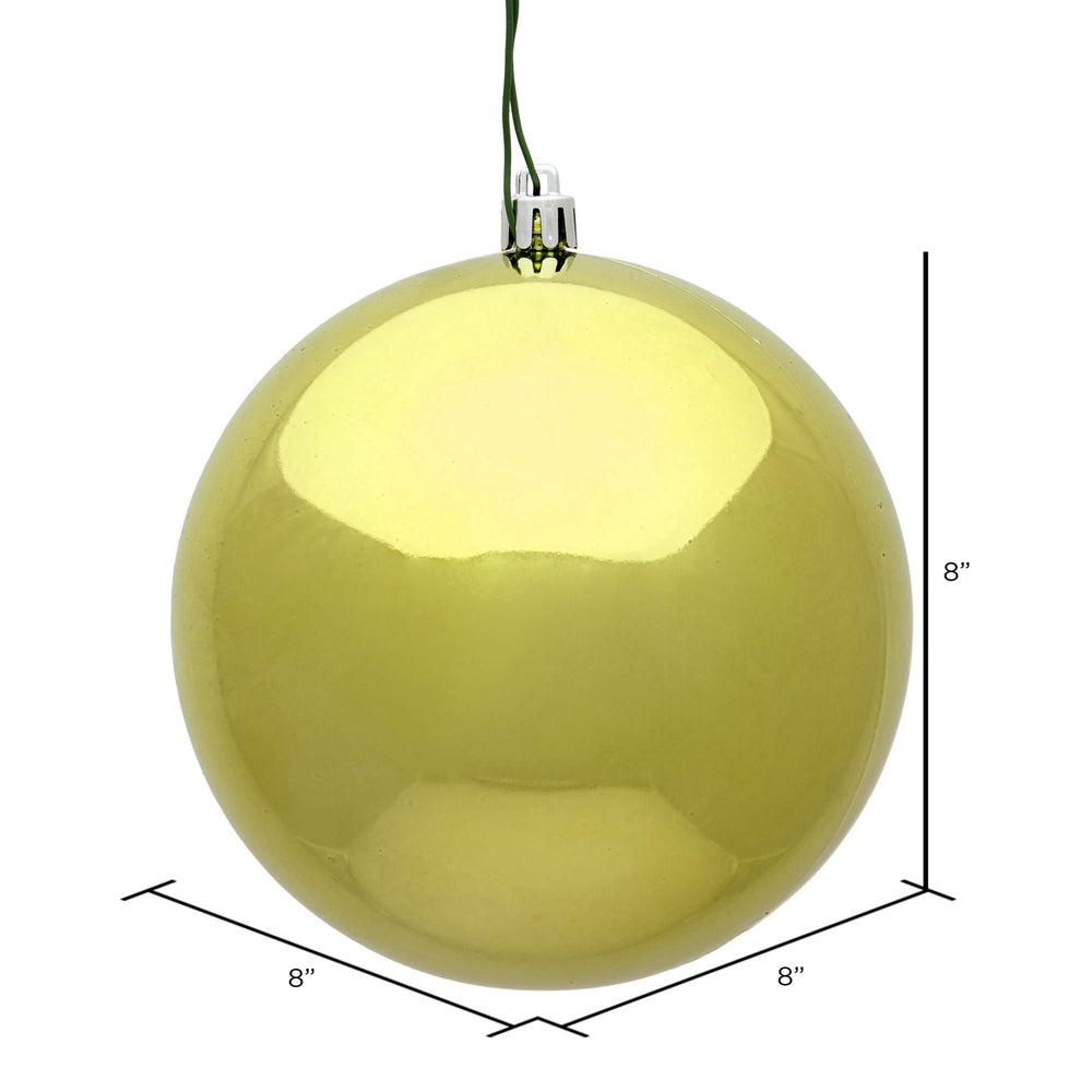 8" Shatterproof Ball Ornament - Lime - Shiny - UV Treated — view 2