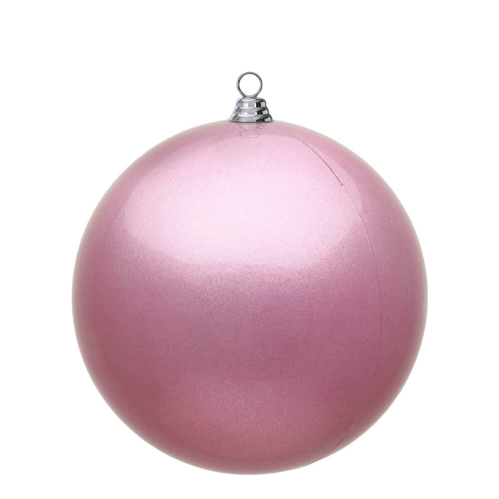 8" Shatterproof Ball Ornament - Pink - Shiny - UV Treated — view 1