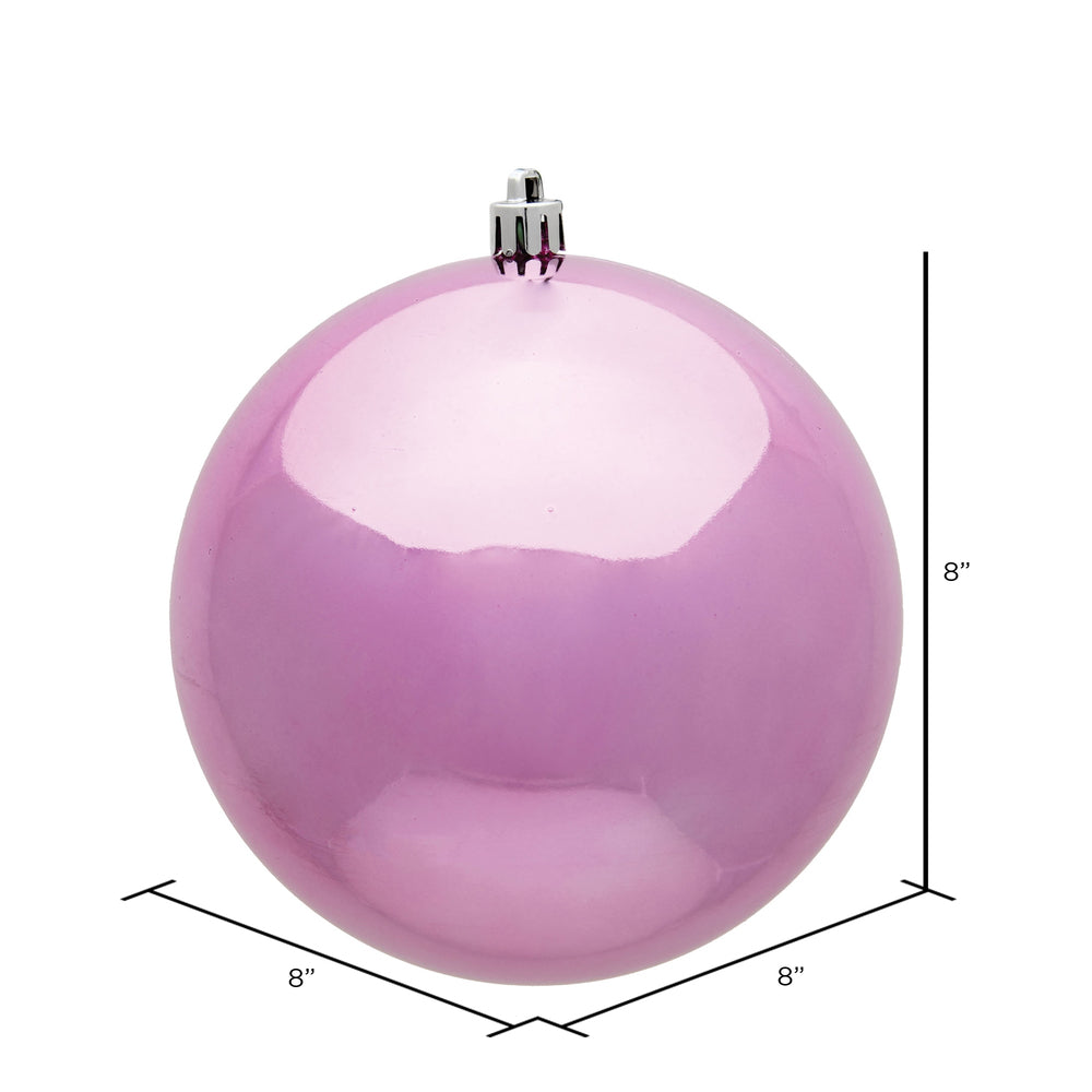 8" Shatterproof Ball Ornament - Pink - Shiny - UV Treated — view 2