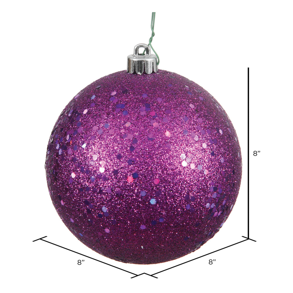 8" Shatterproof Ball Ornament - Plum - Sequin — view 2