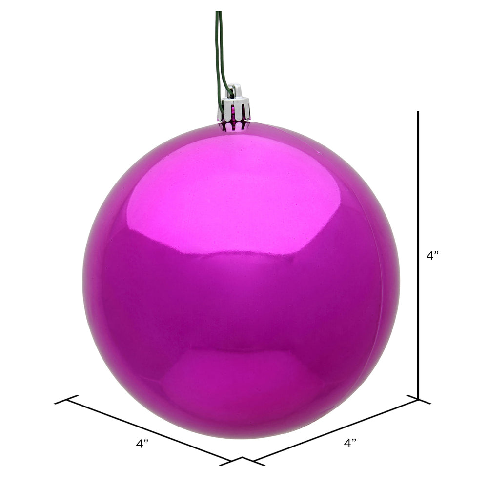 4" Shatterproof Ball Ornament - Fuchsia - Candy - UV Treated - Bag of 6 — view 3