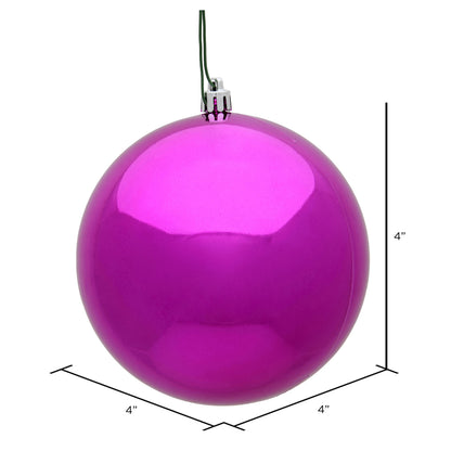 4" Shatterproof Ball Ornament - Fuchsia - Candy - UV Treated - Bag of 6 — view 3