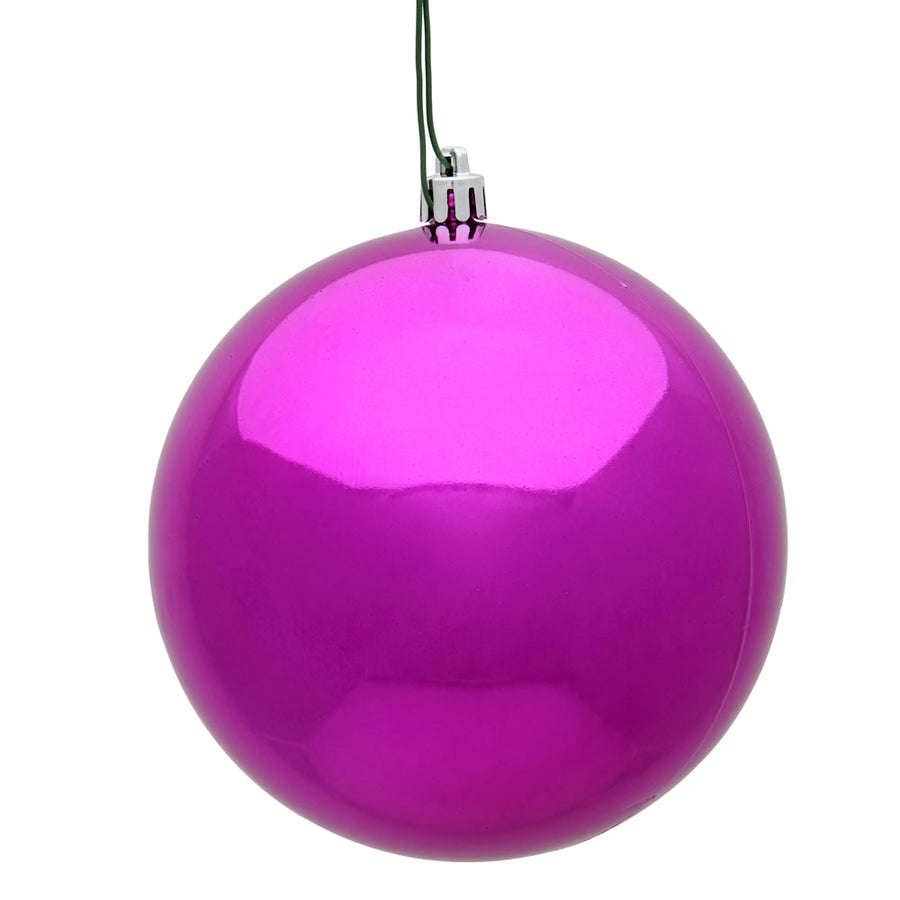6" Shatterproof Ball Ornament - Fuchsia- Candy - UV Treated - Bag of 4