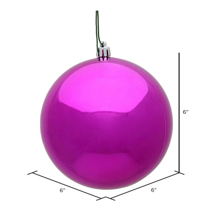 6" Shatterproof Ball Ornament - Fuchsia- Candy - UV Treated - Bag of 4 — view 2