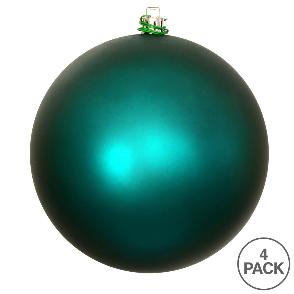 6" Shatterproof Ball Ornament - Dark Teal - Matte - UV Treated - Bag of 4 — view 2