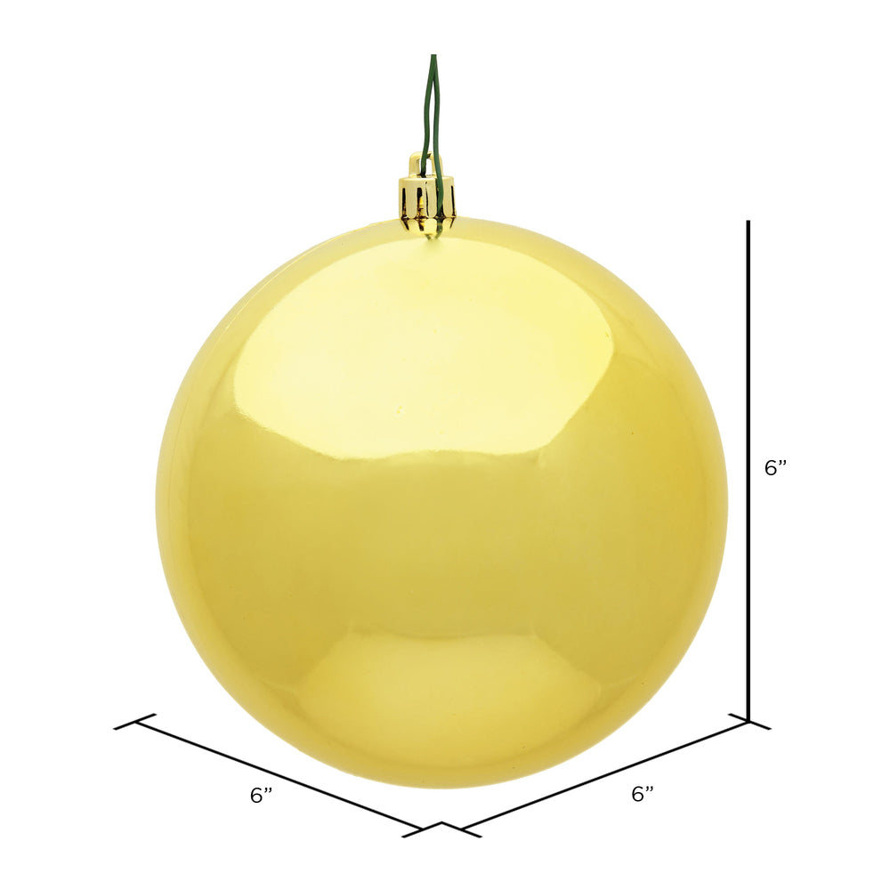 4" Shatterproof Ball Ornament - Honey Gold - Shiny - UV Treated - Bag of 6 — view 3