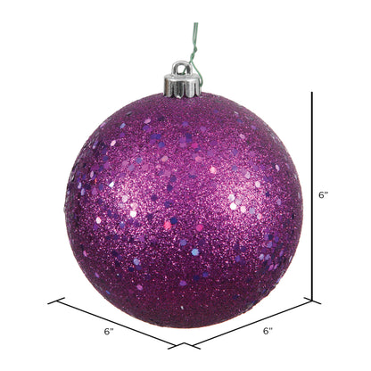 6" Shatterproof Ball Ornament - Plum - Sequin - Bag of 4 — view 2