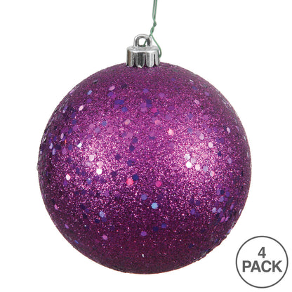 6" Shatterproof Ball Ornament - Plum - Sequin - Bag of 4 — view 3