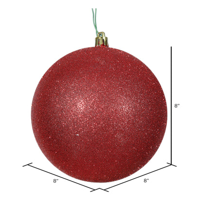 8" Shatterproof Ball Ornament - Red - Glitter — view 2
