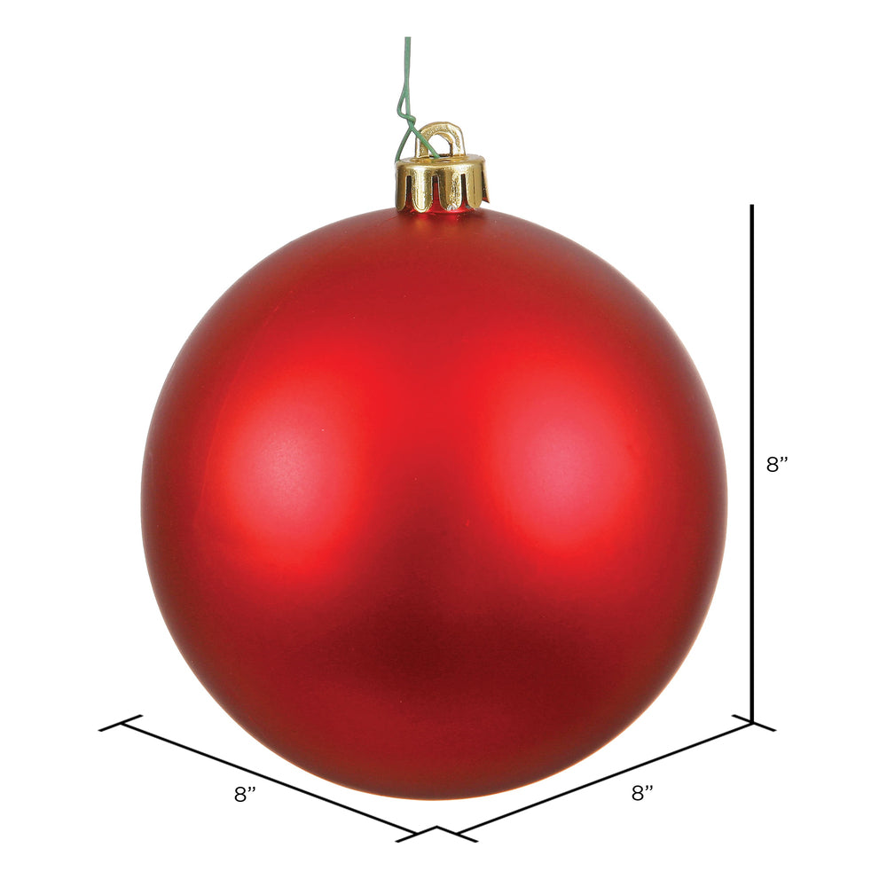 8" Shatterproof Ball Ornament - Red - Matte - UV Treated — view 2