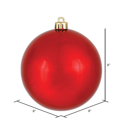 8" Shatterproof Ball Ornament - Red - Shiny - UV Treated — view 2
