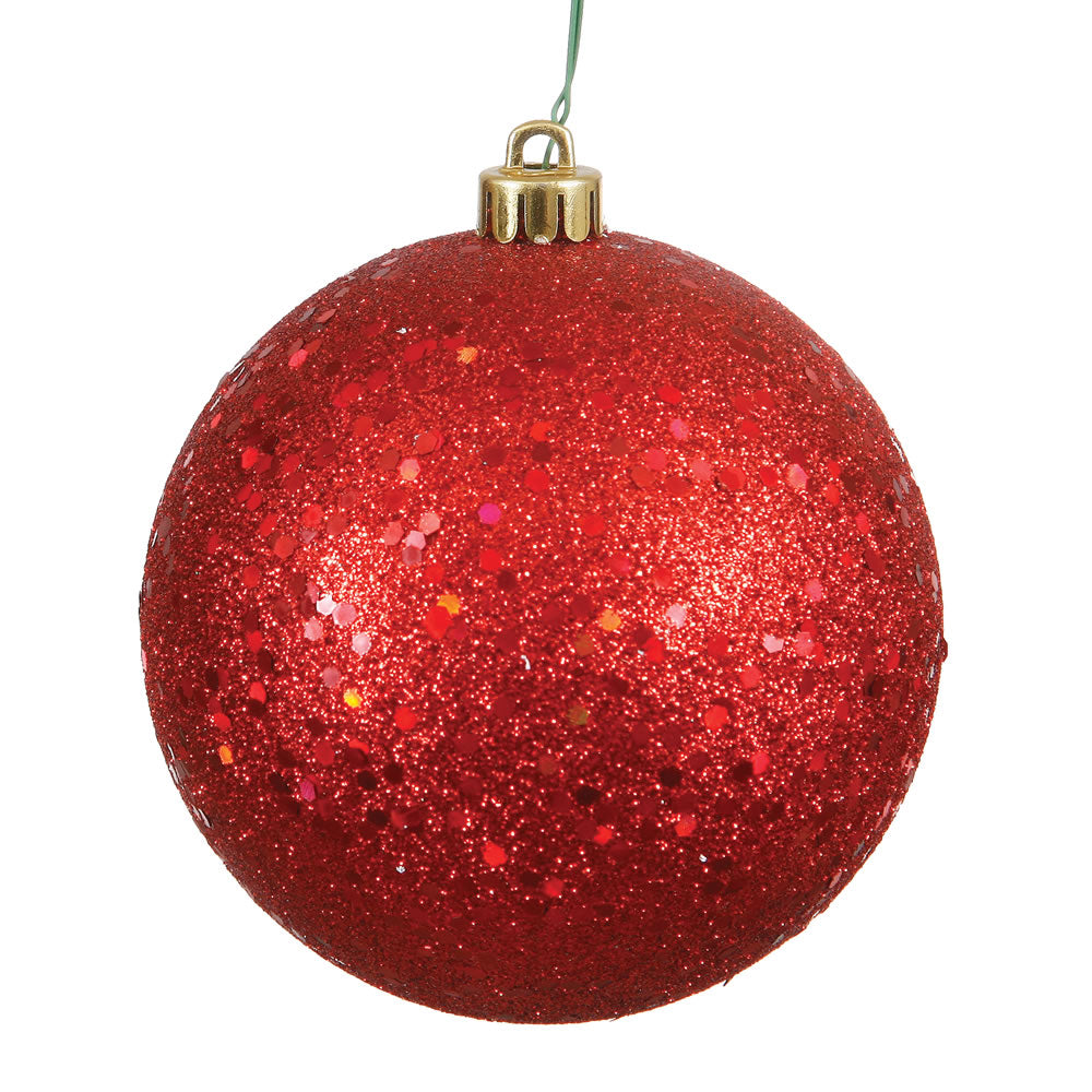 8" Shatterproof Ball Ornament - Red - Sequin — view 1