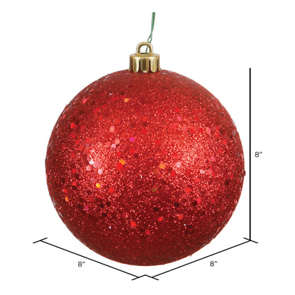 8" Shatterproof Ball Ornament - Red - Sequin — view 2