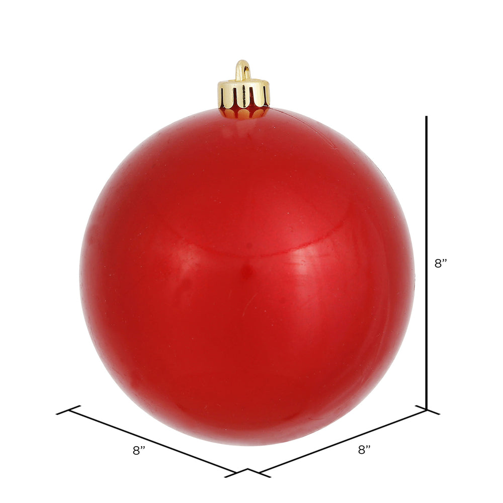 8" Shatterproof Ball Ornament - Red - Candy - UV Treated — view 2