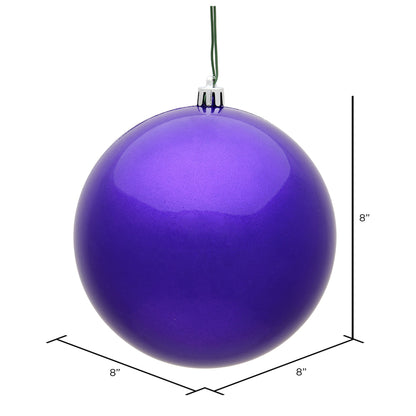 8" Shatterproof Ball Ornament - Purple - Candy- UV Treated — view 3