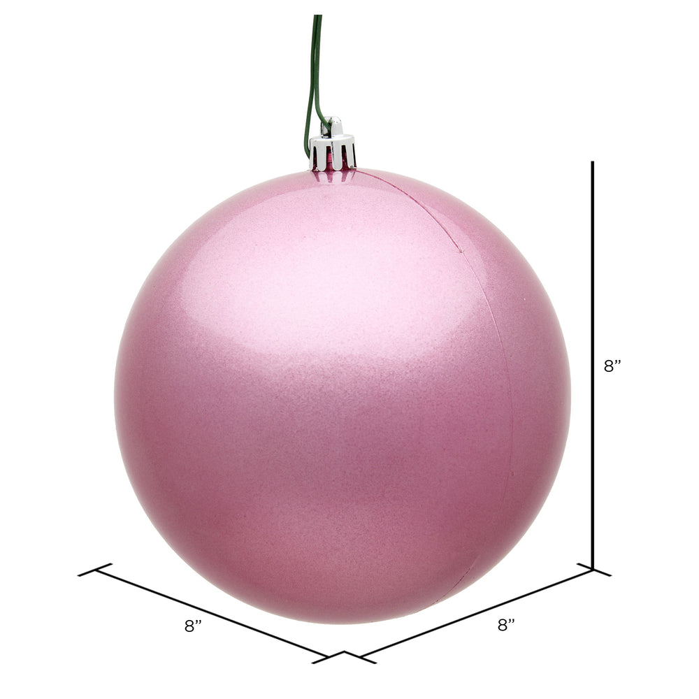 8" Shatterproof Ball Ornament - Pink - Matte - UV Treated — view 2