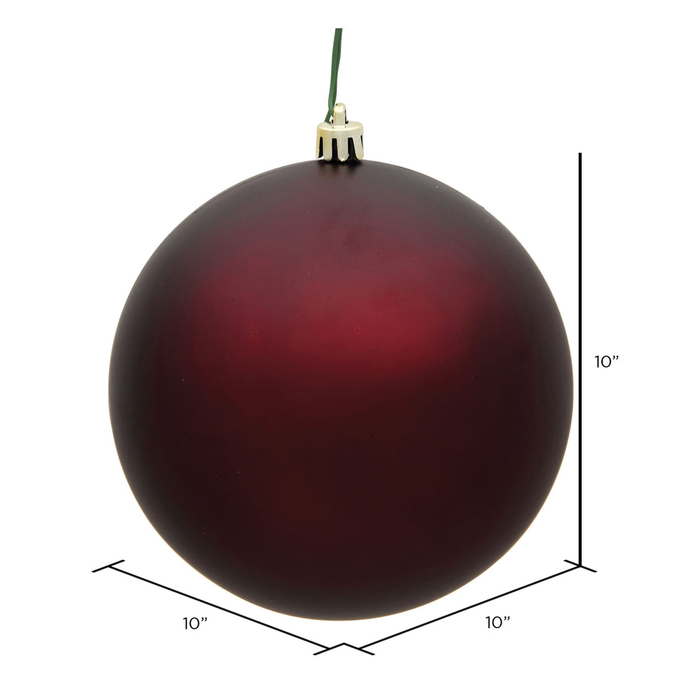 10" Shatterproof Ball Ornament - Burgandy - Matte - UV Treated — view 2