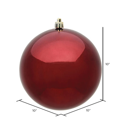 10" Shatterproof Ball Ornament - Burgandy - Shiny - UV Treated — view 2