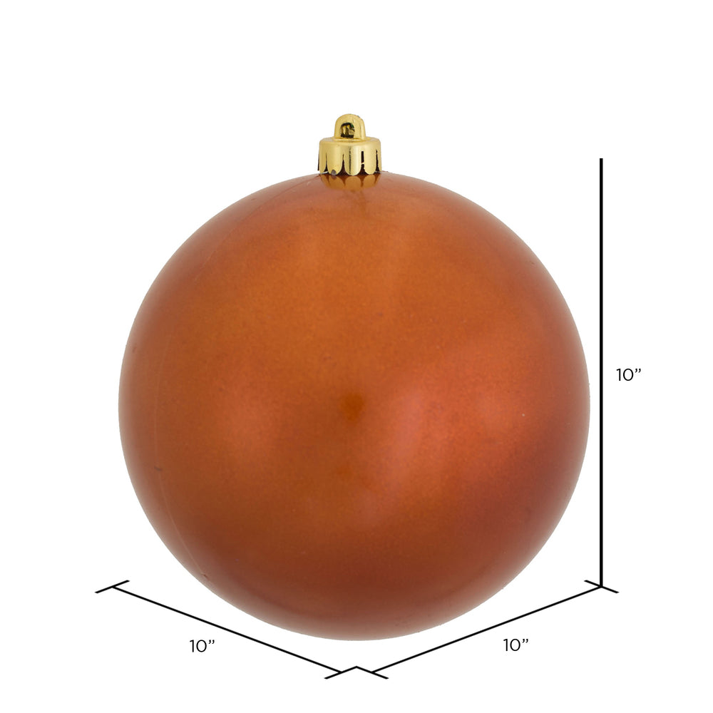 10" Shatterproof Ball Ornament - Burnished Orange- Candy - UV Treated — view 2