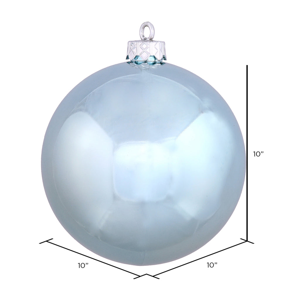 10" Shatterproof Ball Ornament - Baby Blue - Shiny - UV Treated — view 2