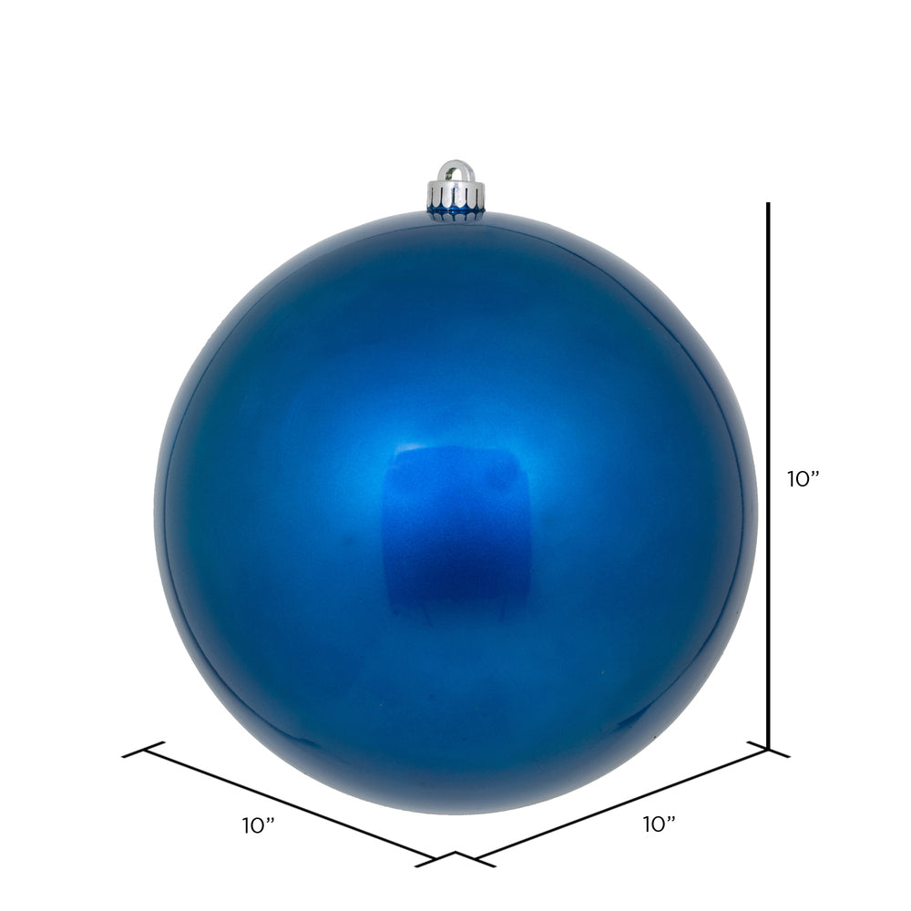 10" Shatterproof Ball Ornament - Blue - Candy - UV Treated — view 2