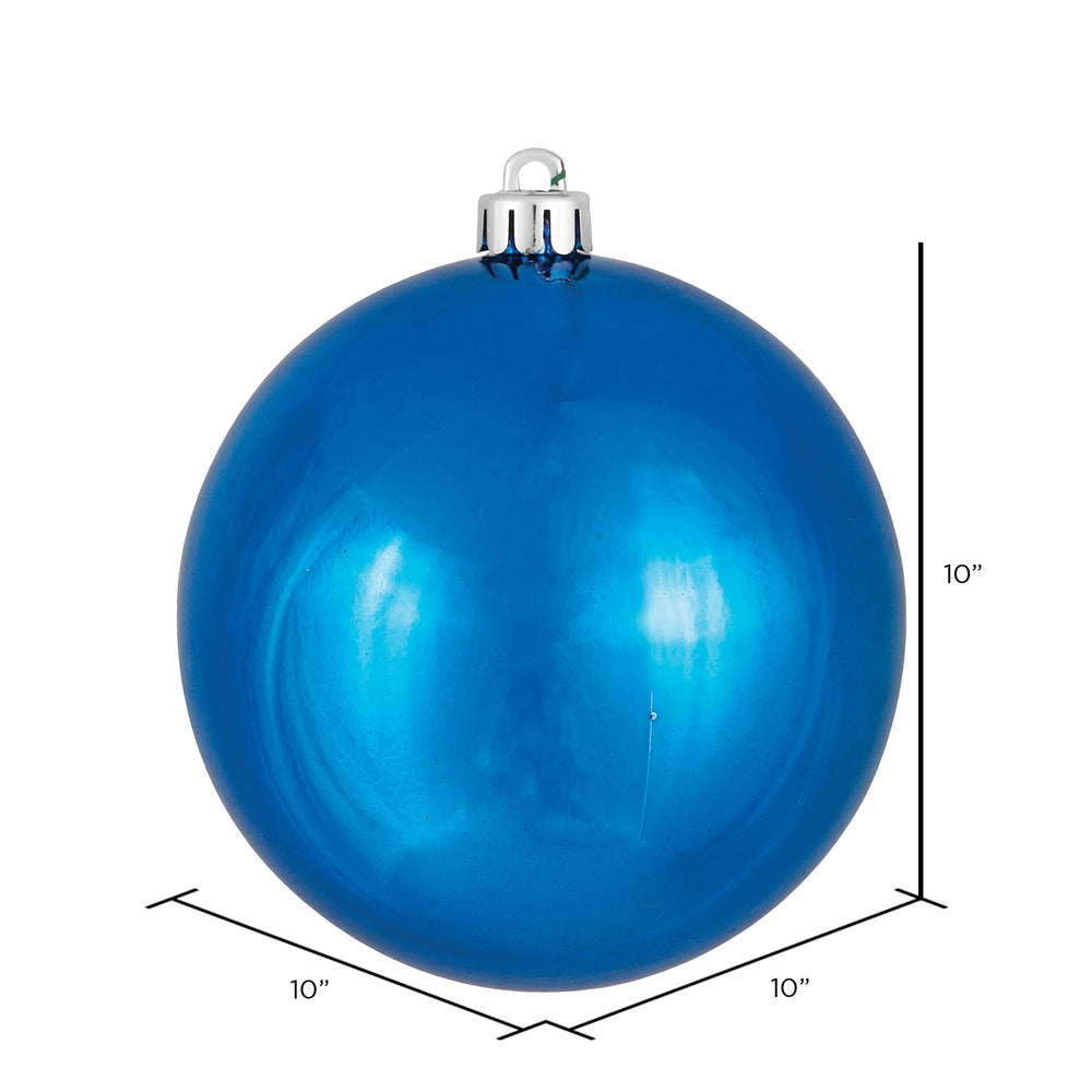 10" Shatterproof Ball Ornament - Blue- Shiny - UV Treated — view 2