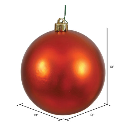 10" Shatterproof Ball Ornament - Burnished Orange - Matte - UV Treated — view 2