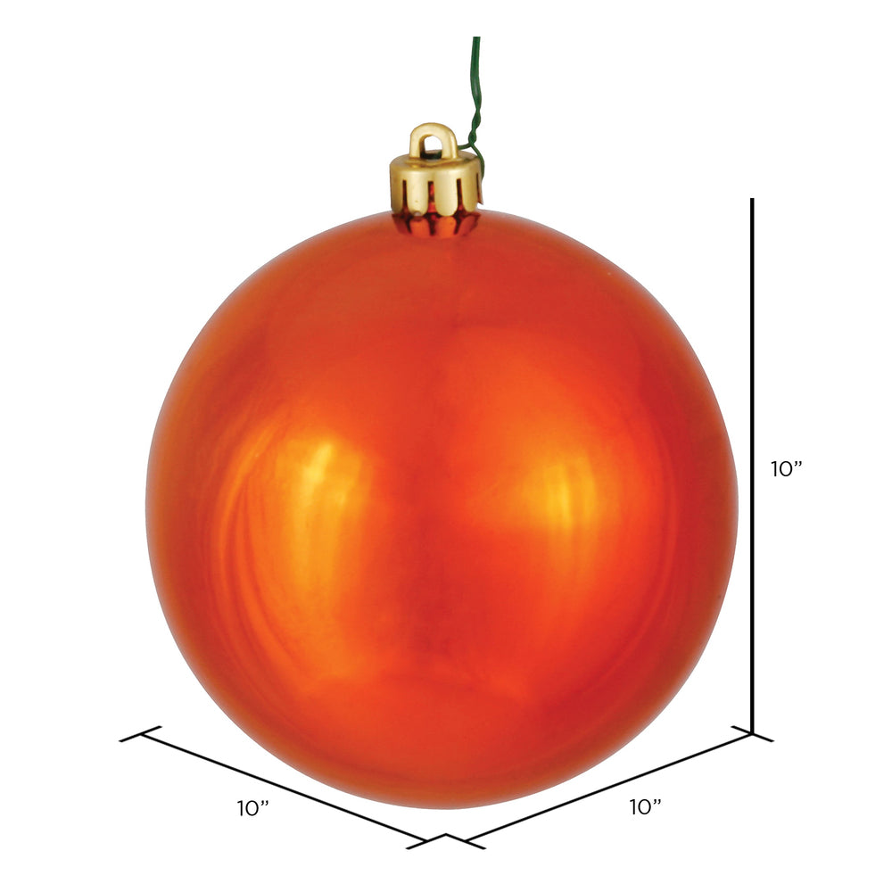 10" Shatterproof Ball Ornament - Burnished Orange - Shiny - UV Treated — view 2