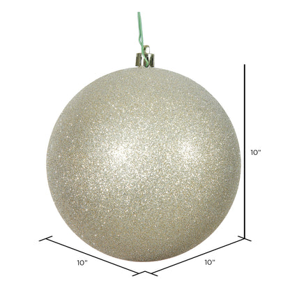 10" Shatterproof Ball Ornament - Champagne- Glitter — view 2