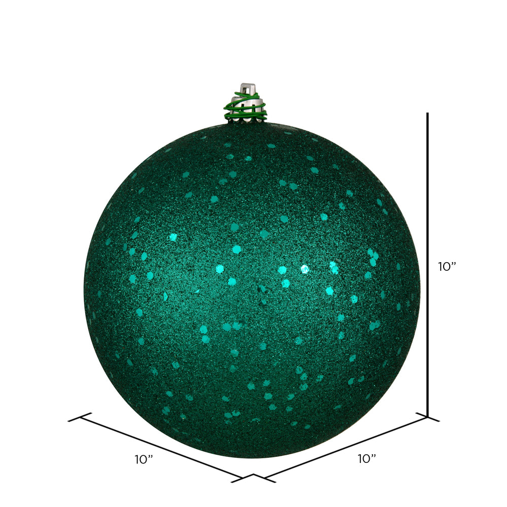 10" Shatterproof Ball Ornament - Dark Teal - Sequin — view 2
