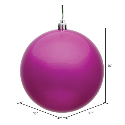 10" Shatterproof Ball Ornament - Fuchsia- Candy - UV Treated — view 2