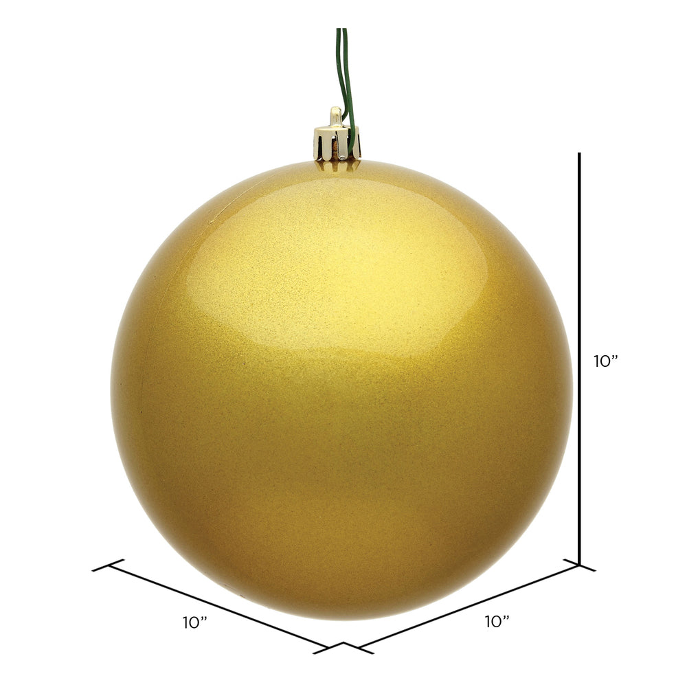 10" Shatterproof Ball Ornament - Gold - Candy - UV Treated — view 2
