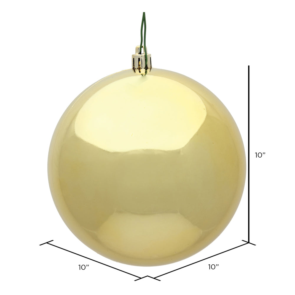 10" Shatterproof Ball Ornament - Gold - Shiny - UV Treated — view 2