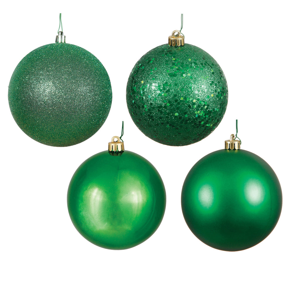 10" 4-Finish Shatterproof Ball Ornament Set - Green - Set of 4 — view 1