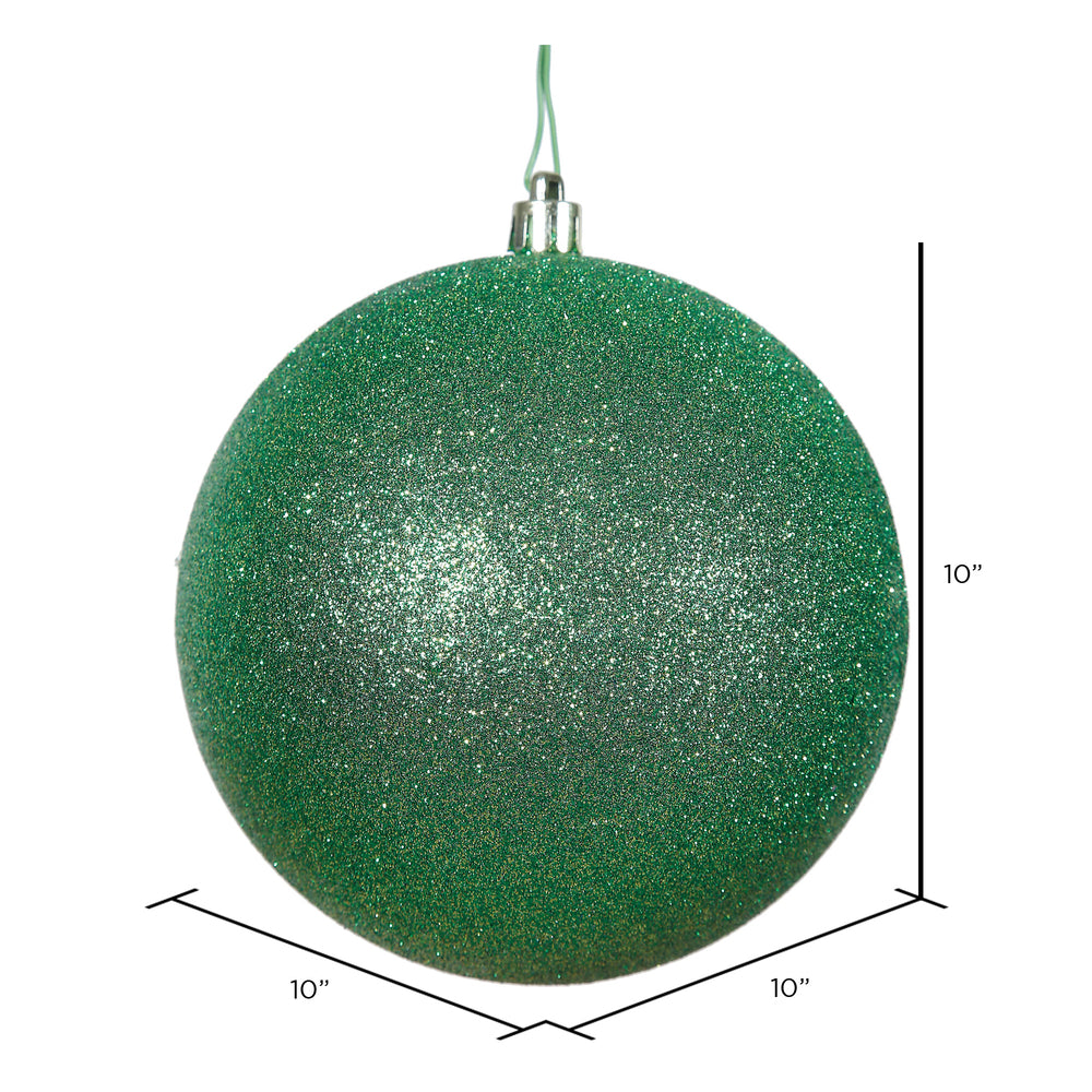 10" Shatterproof Ball Ornament - Green  - Glitter — view 2