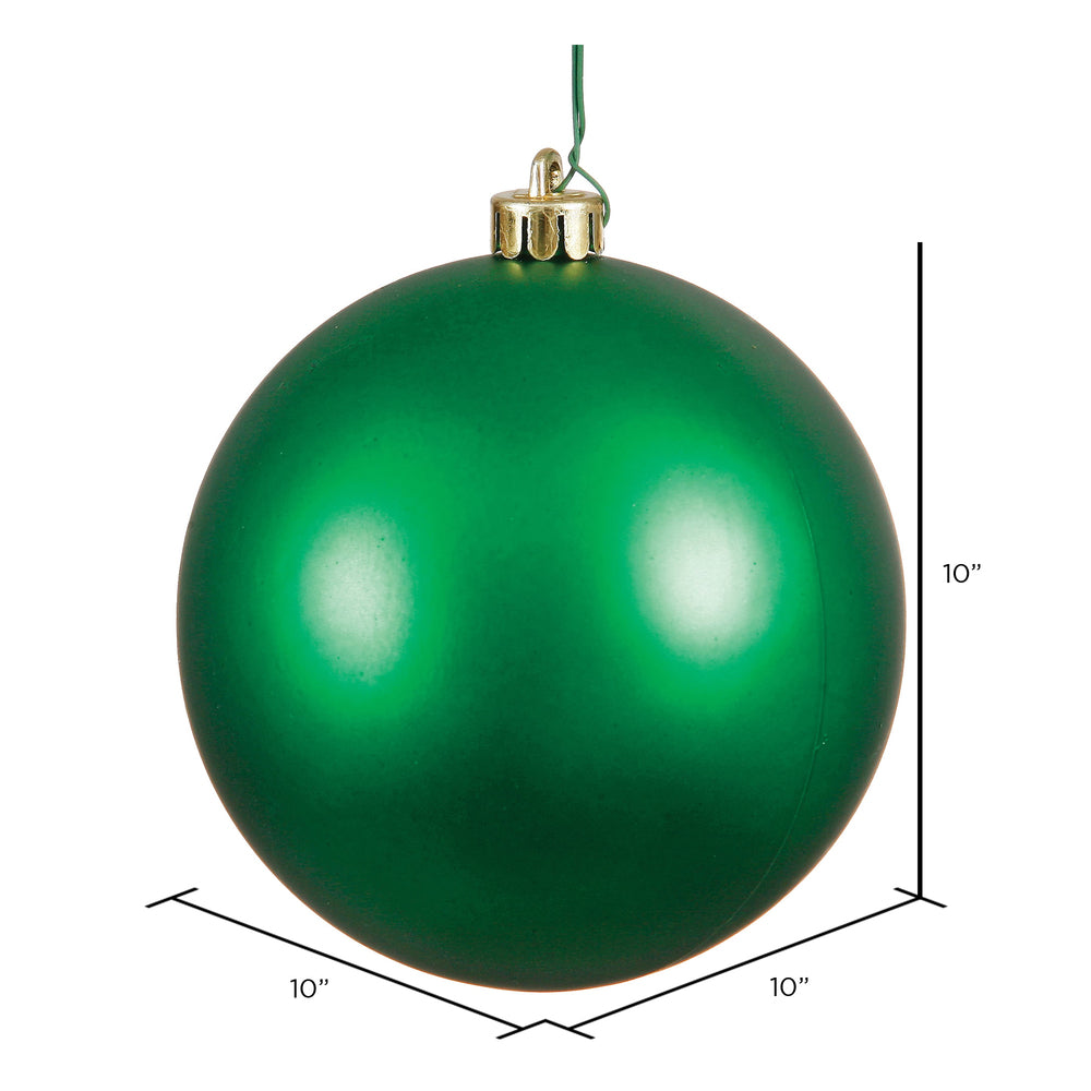 10" Shatterproof Ball Ornament - Green- Matte - UV Treated — view 2