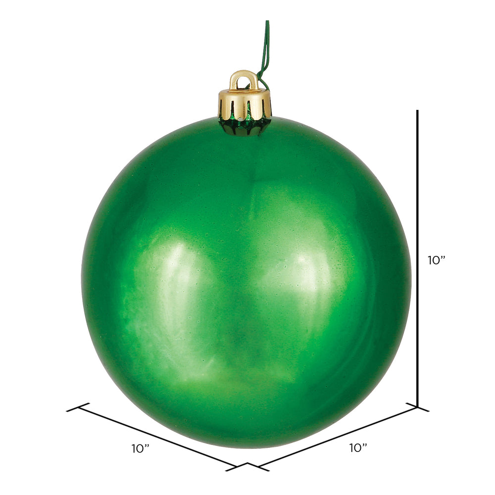 10" Shatterproof Ball Ornament - Green - Shiny - UV Treated — view 2