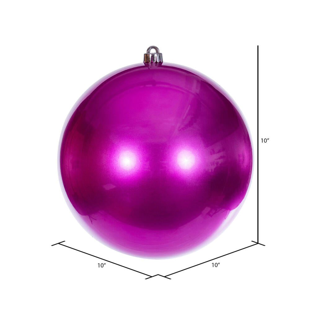 10" Shatterproof Ball Ornament - Hot Pink- Candy - UV Treated — view 2