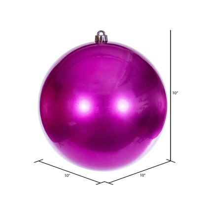 10" Shatterproof Ball Ornament - Hot Pink - Shiny - UV Treated — view 2