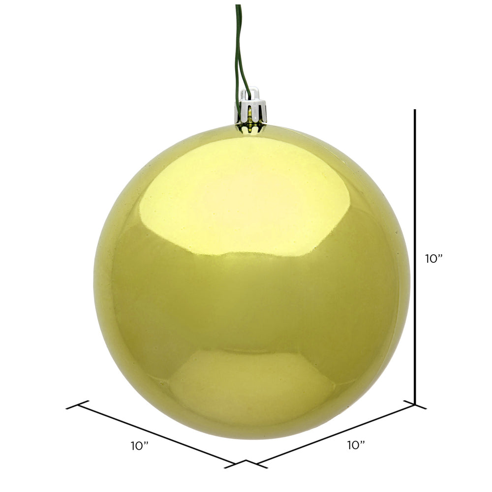 10" Shatterproof Ball Ornament - Lime - Shiny - UV Treated — view 2