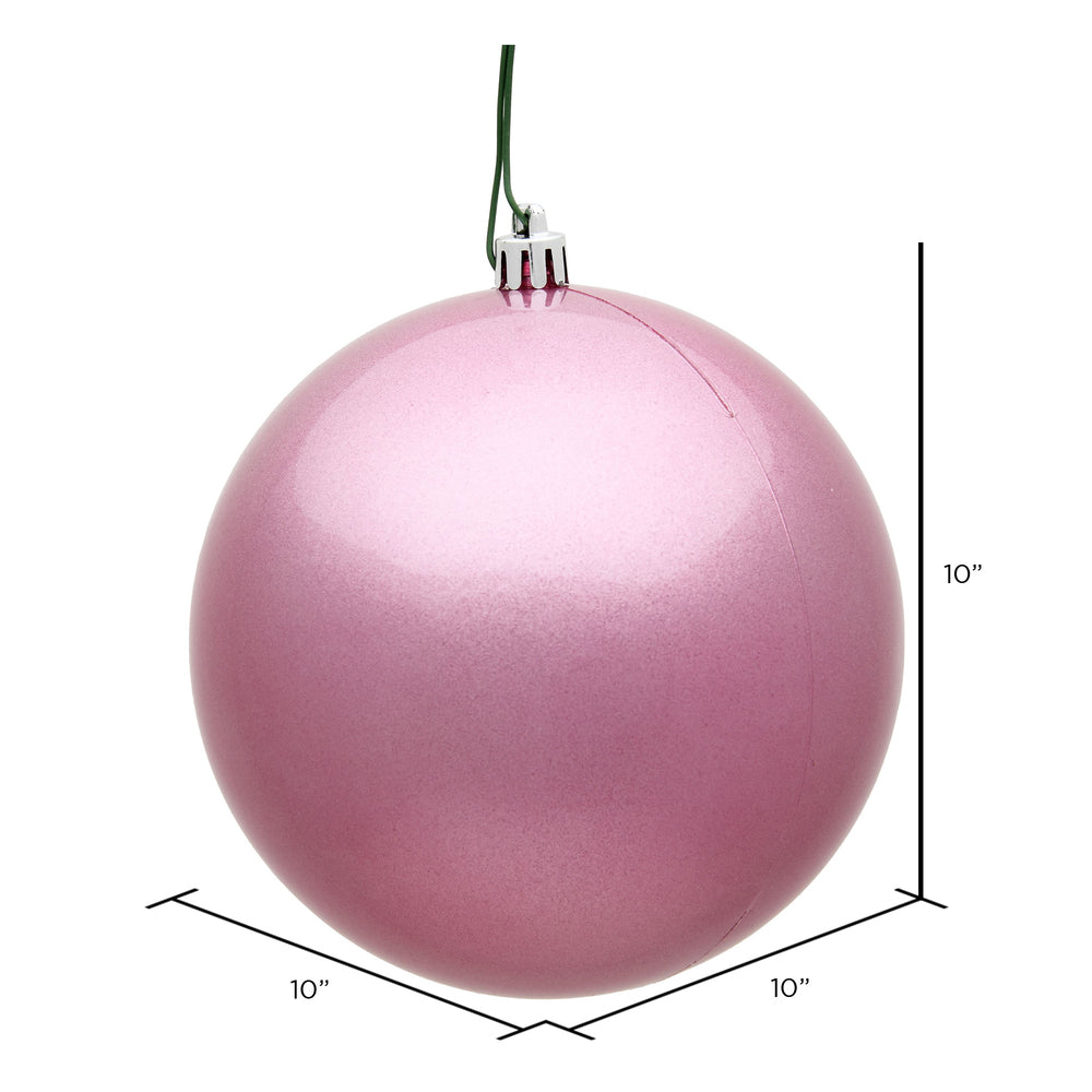 10" Shatterproof Ball Ornament - Pink - Candy - UV Treated — view 2