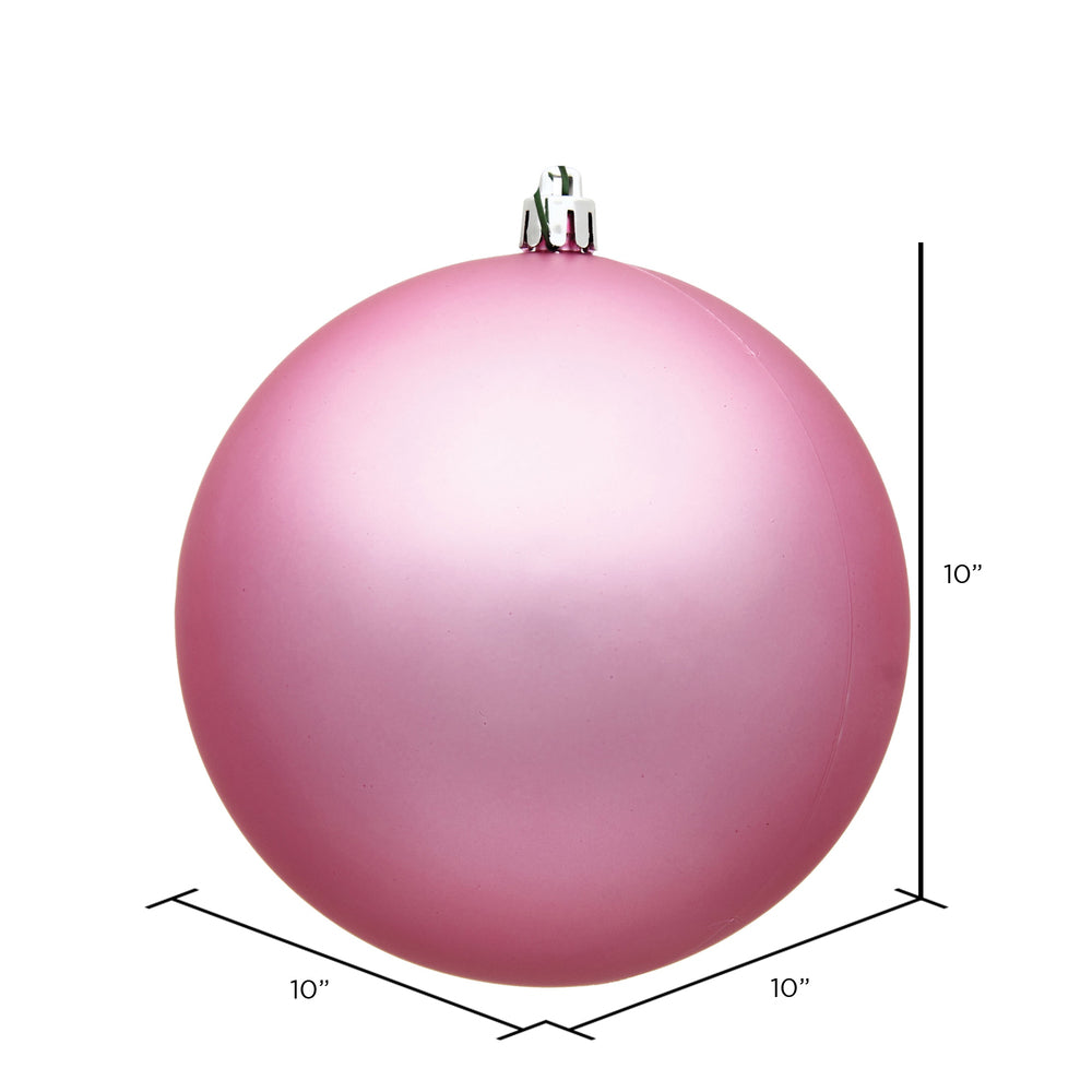 10" Shatterproof Ball Ornament - Pink - Matte - UV Treated — view 2