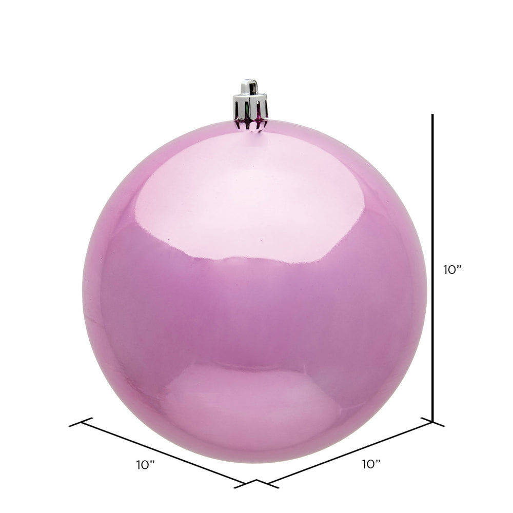 10" Shatterproof Ball Ornament - Pink - Shiny - UV Treated — view 2