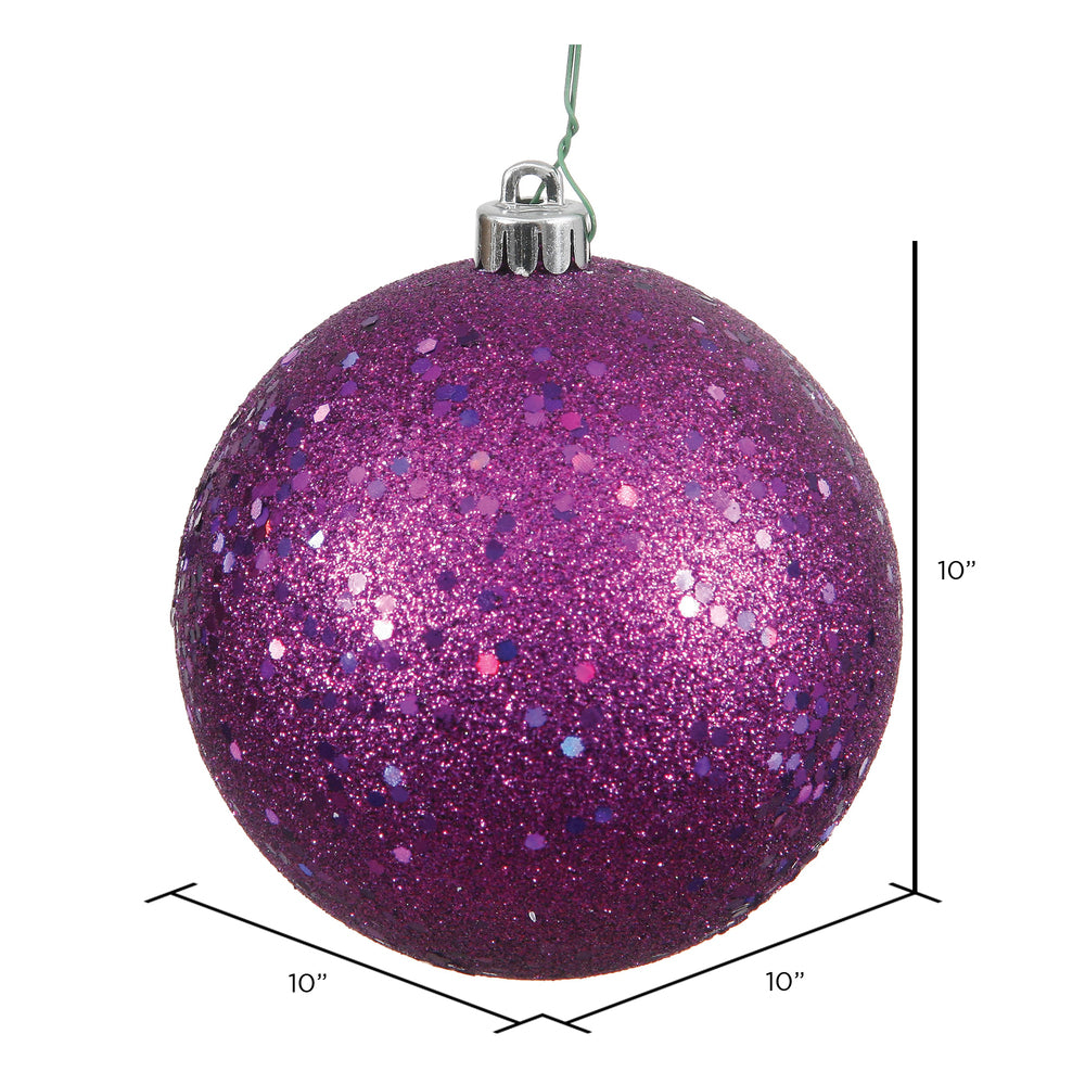 10" Shatterproof Ball Ornament - Plum - Sequin — view 2