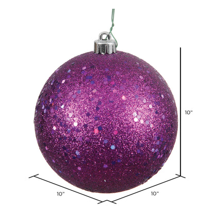 10" Shatterproof Ball Ornament - Plum - Sequin — view 2