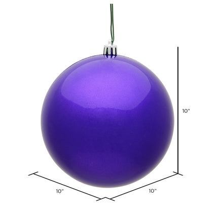 10" Shatterproof Ball Ornament - Purple - Candy - UV Treated — view 2