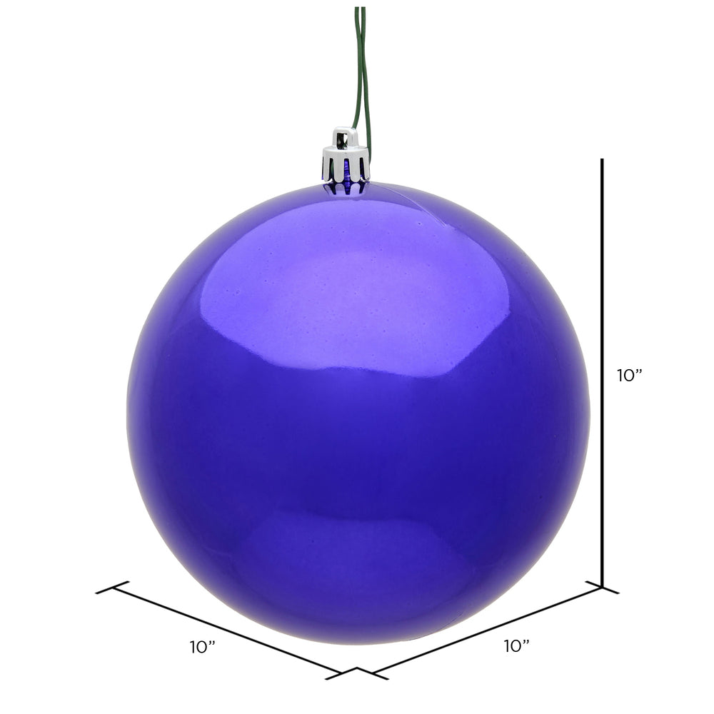 10" Shatterproof Ball Ornament - Purple - Shiny - UV Treate — view 2