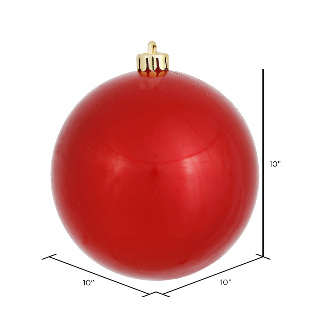 10" Shatterproof Ball Ornament - Red - Candy - UV Treated — view 2